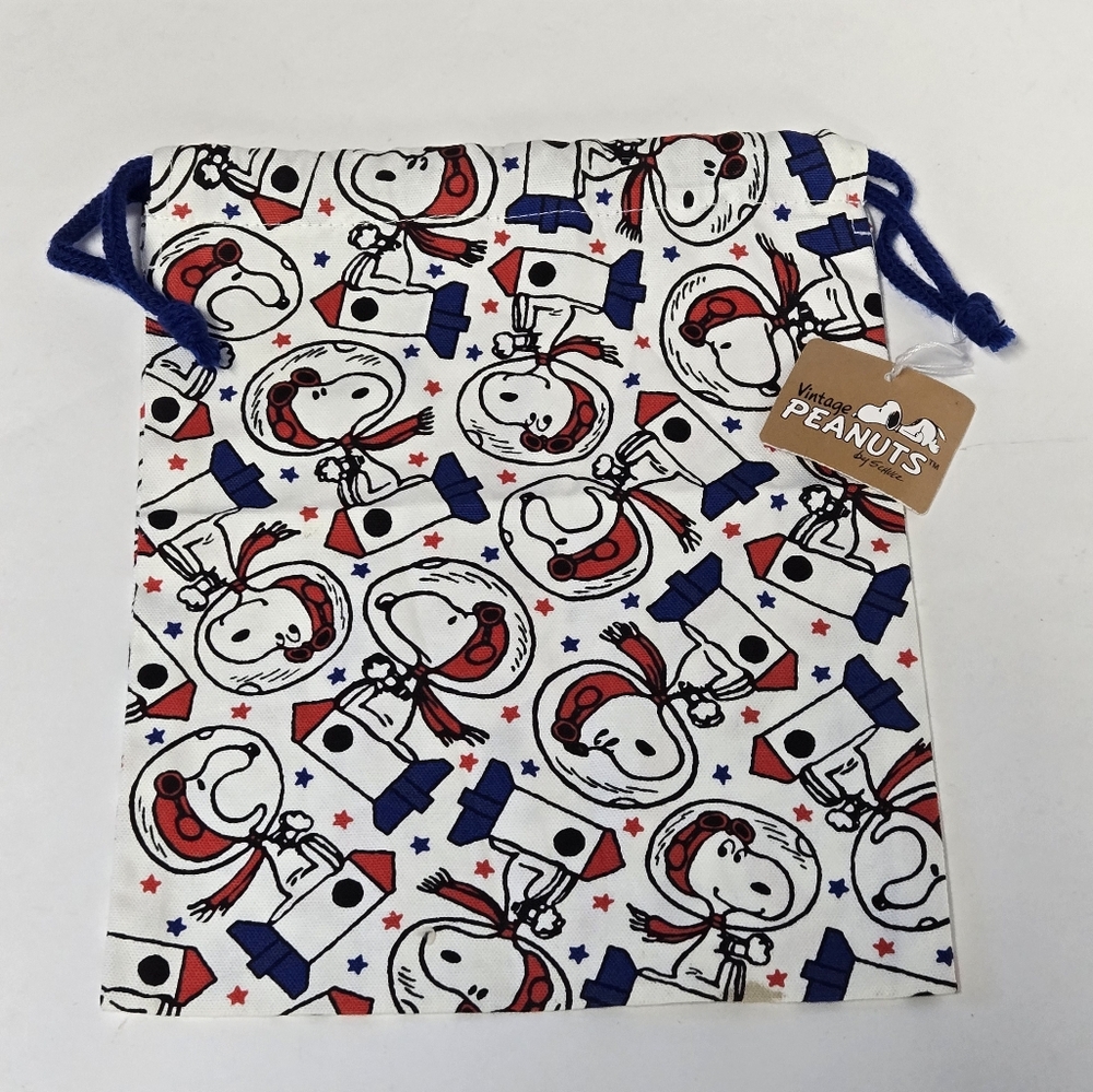 2013 Peanuts Worldwide LLC Space Snoopy Drawstring Bag 7.25"X9"